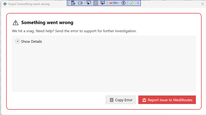 error message box