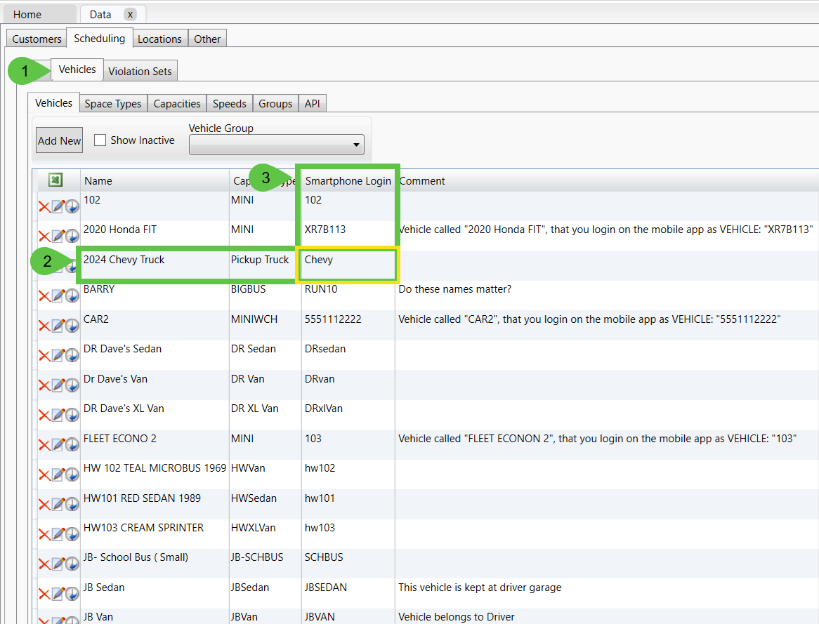 How to Locate a Driver's Run and Vehicle Login