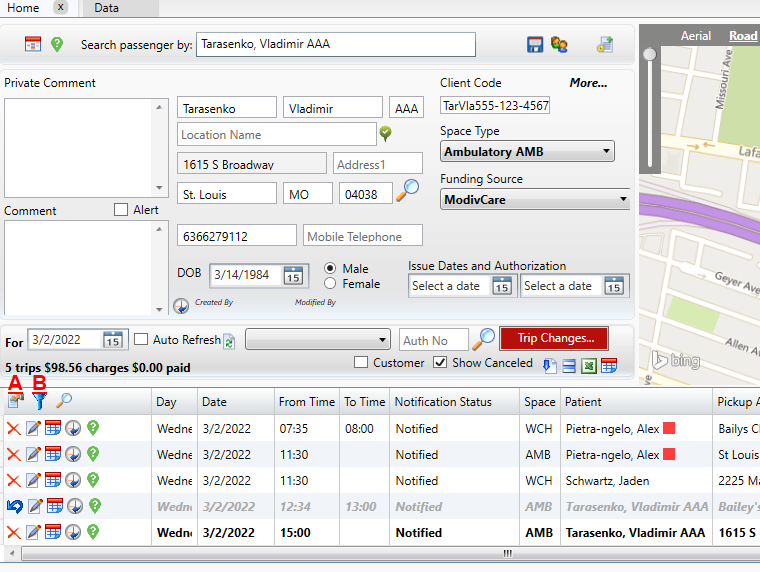 Managing & Editing Trips on Home Tab in MediRoutes Desktop